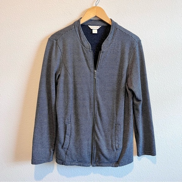 Christopher & Banks Women's Jacket Size Large Full Zip Blue Silver EUC - Picture 1 of 12